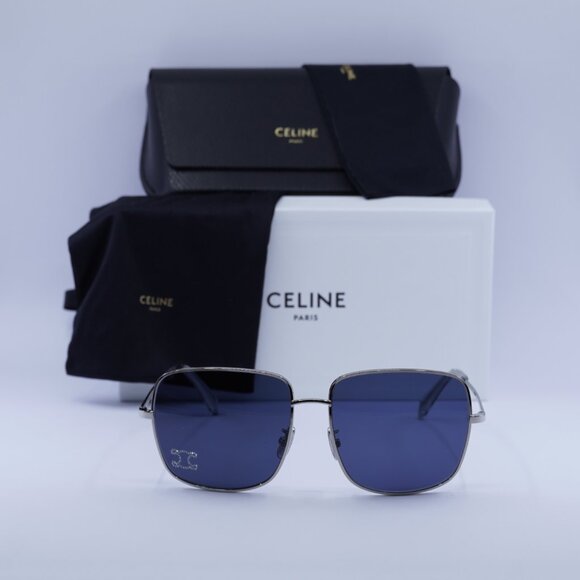 Celine CL40284U 16V Square Sunglasses–Palladium/Blue - Picture 4 of 12